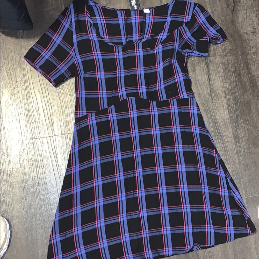 plaid ASOS mini dress tie back